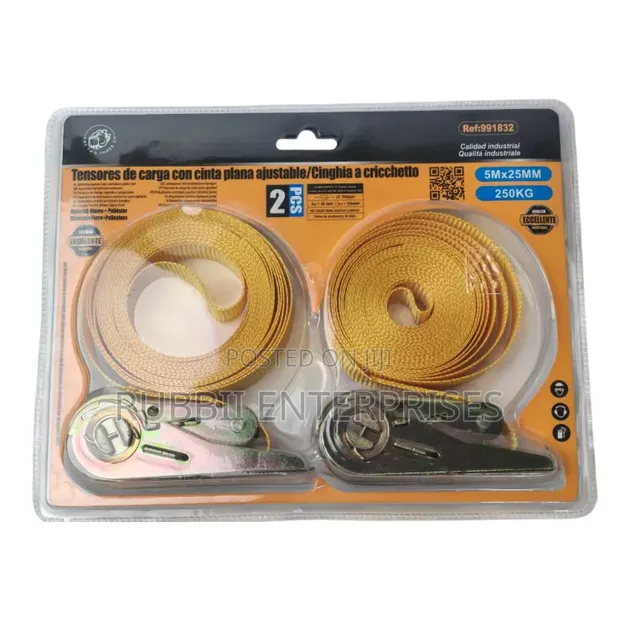 2-Piece Set: Orange 5m x 25mm Load Tensioners (250Kg) - 1