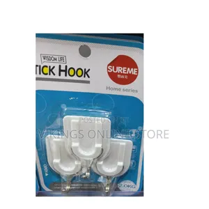 White Plastic Self-Adhesive Wall Hooks (Set of 4)