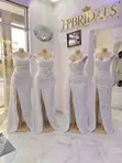 White Off-Shoulder Maid Dresses for Hire - 2