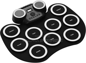 Portable Roll Up Electronic Drum Pad with Speakers & Foot Pedals