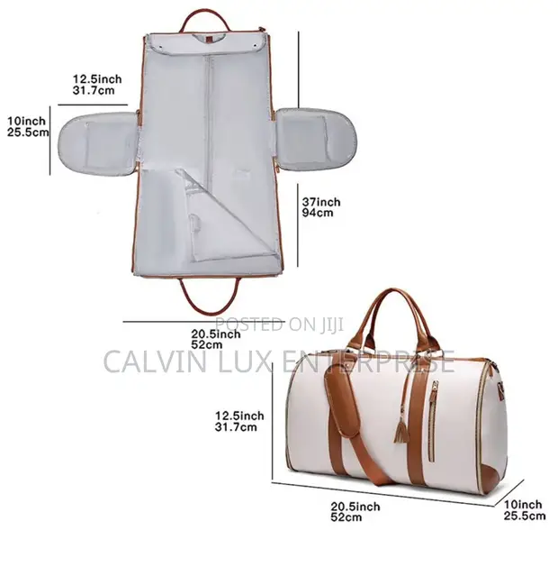 Travel Garment Duffel Bag - White & Brown - 1