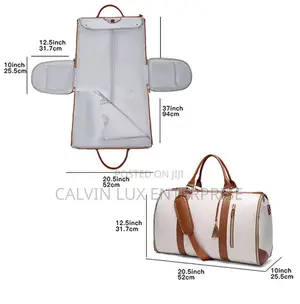 Travel Garment Duffel Bag - White & Brown