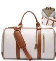 Travel Garment Duffel Bag - White & Brown - 2