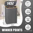 160L Large Laundry Hamper with 3 Sections - 3