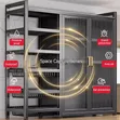 Movable Storage Cabinet with Striped Glass Doors - 3