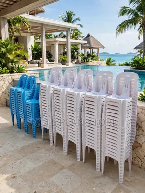 Top Ton White Armless Outdoor Plastic Chairs (Set of 4)