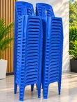 Brand New Stackable Plastic Dining Chairs (Blue) - 2