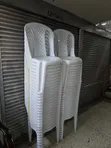 Brand New White Plastic Chairs (Armless) - 2