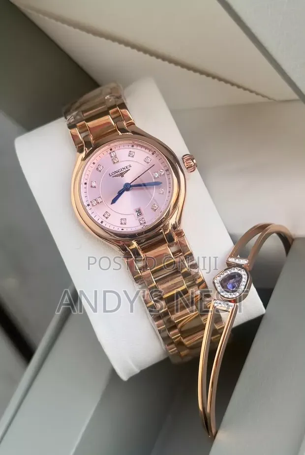 Fancy Stainless Steel Ladies Watch with Bangle - 1