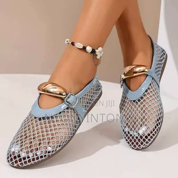 Mesh Mary Jane Flat Fish-Net Shoe - 1