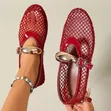 Mesh Mary Jane Flat Fish-Net Shoe - 2