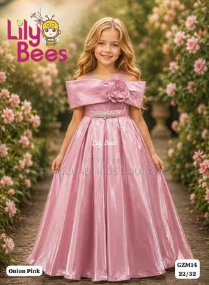 Blue Girl Satin Party Dress - Floor Length