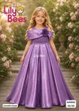 Blue Girl Satin Party Dress - Floor Length - 2