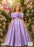 Blue Girl Satin Party Dress - Floor Length - 3