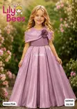 Blue Girl Satin Party Dress - Floor Length - 4