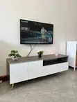 5 Feet Gray TV Stand with Drawers - 2