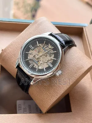 Emporio Armani Black Leather Automatic Watch