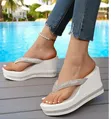 Pearl and Rhinestone Bling Wedge Flip-Flops - 2