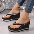 Pearl and Rhinestone Bling Wedge Flip-Flops - 3