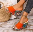 Boho Floral Print Wedge Slides - 1