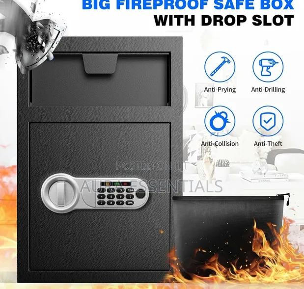 American Safety Biometric Fireproof Steel Drop Safe - 1