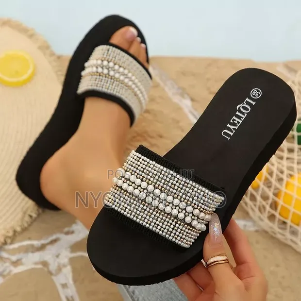 LOTEYU Pearl Beaded Flat Slides - 1