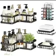 Black Wall-Mounted Bathroom Kitchen Storage Rack Set - 4