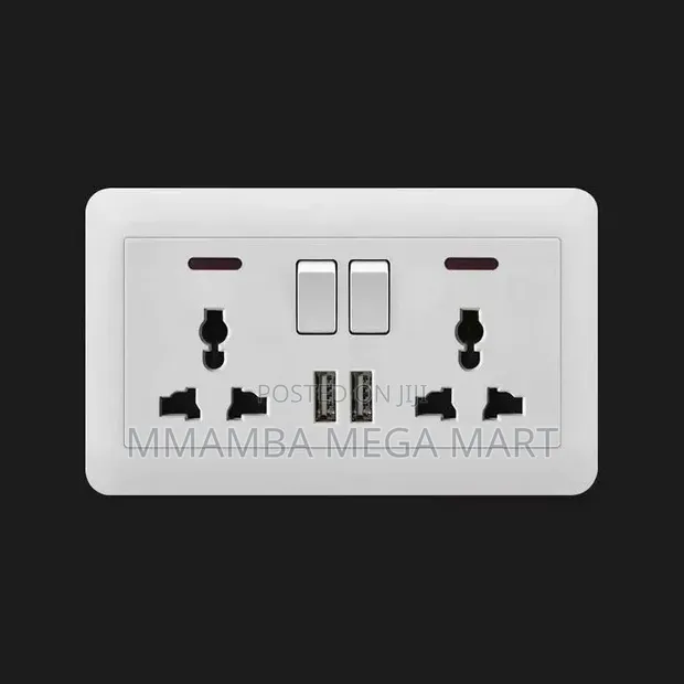 Multi Double Socket with USB - Grey, Black, Gold - 1
