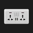 Multi Double Socket with USB - Grey, Black, Gold - 1