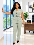 2pc Pant Suit with Short Sleeved Blazer - 2