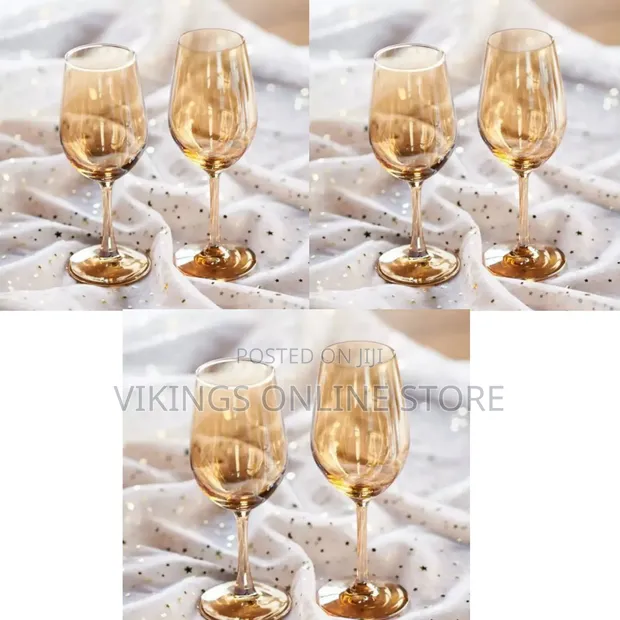 Elegant Amber-Tinted Crystal Wine Glasses (Set of 6) - 1