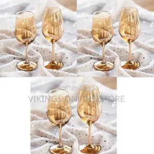 Elegant Amber-Tinted Crystal Wine Glasses (Set of 6)