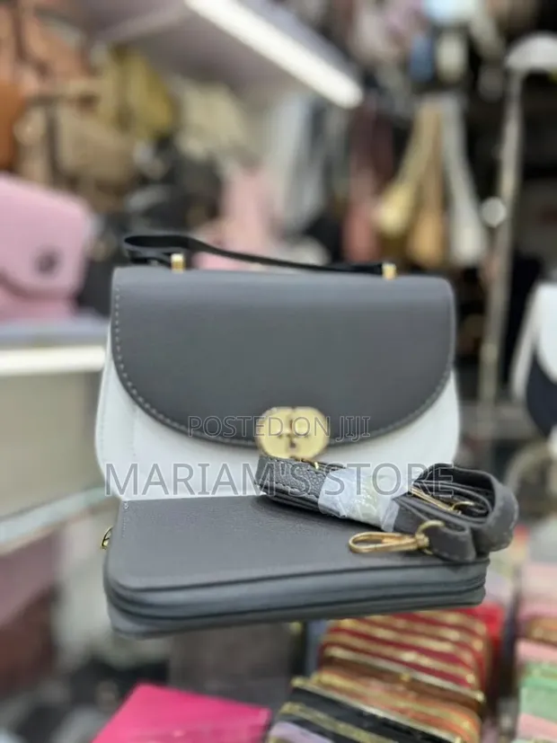 Black and White Textured Crossbody Bag - 1