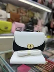 Black and White Textured Crossbody Bag - 3