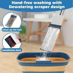 360° Rotating Hands-Free Microfiber Flat Floor Mop with Bucket