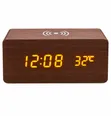 Digital Wooden Alarm Clock with Wireless Charger - 3