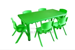 Green Kindergarten Study Kids Plastic Table and Chairs Set