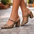 Black Block Heel Slingback with Ankle Buckle - Size 39-42 - 1