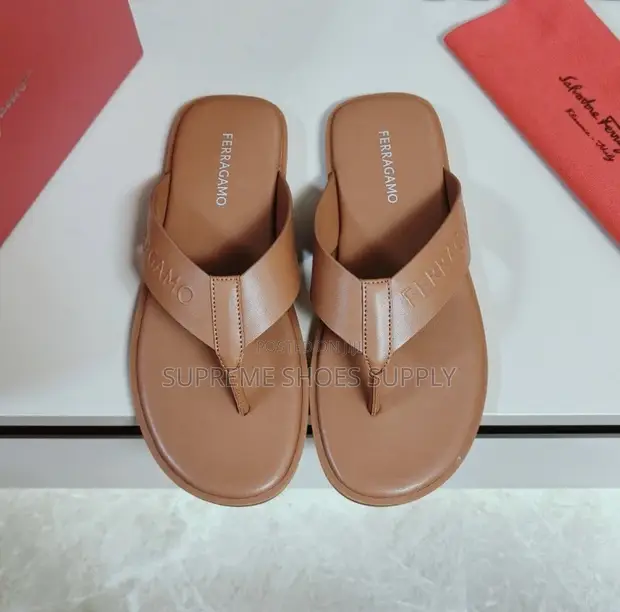 Ferragamo Men's Leather Sandals - Brown - 1