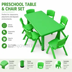 Preschool Study Kids Plastic Table and Chairs Set - Brand New