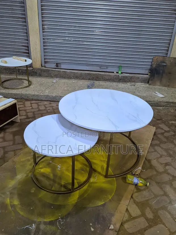 Classic Nesting Coffee Table - White Marble Effect - 1