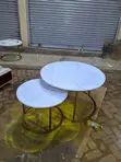 Classic Nesting Coffee Table - White Marble Effect - 1