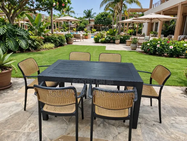 Boss Black Plastic Dining Table and 6 Chairs - 1
