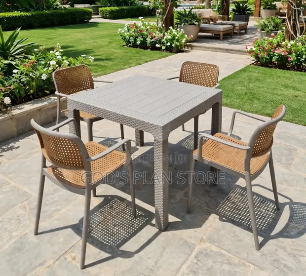Stylish Dining Plastic Table and Chairs - 1