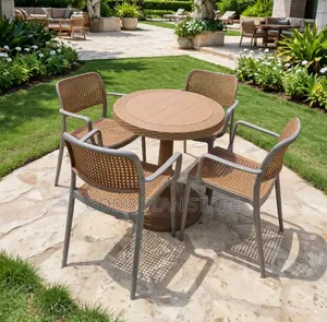 Central Stand Plastic Table and 4 Chairs
