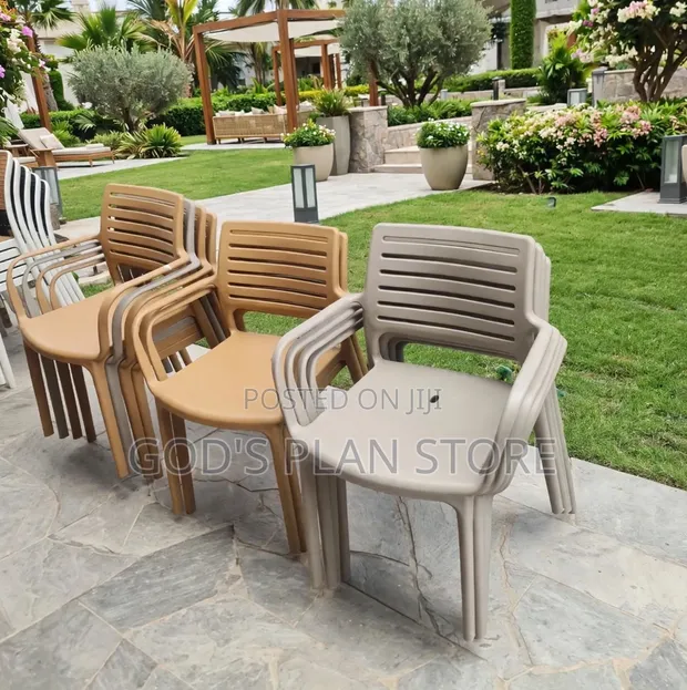 Cafe Slat Outdoor Black Plastic Chairs - 1