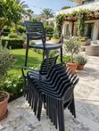Cafe Slat Outdoor Black Plastic Chairs - 2