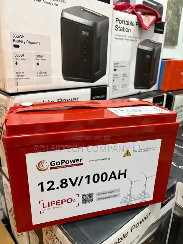 GoPower 12.8V 100Ah LiFePO4 Lithium Solar Battery - 1