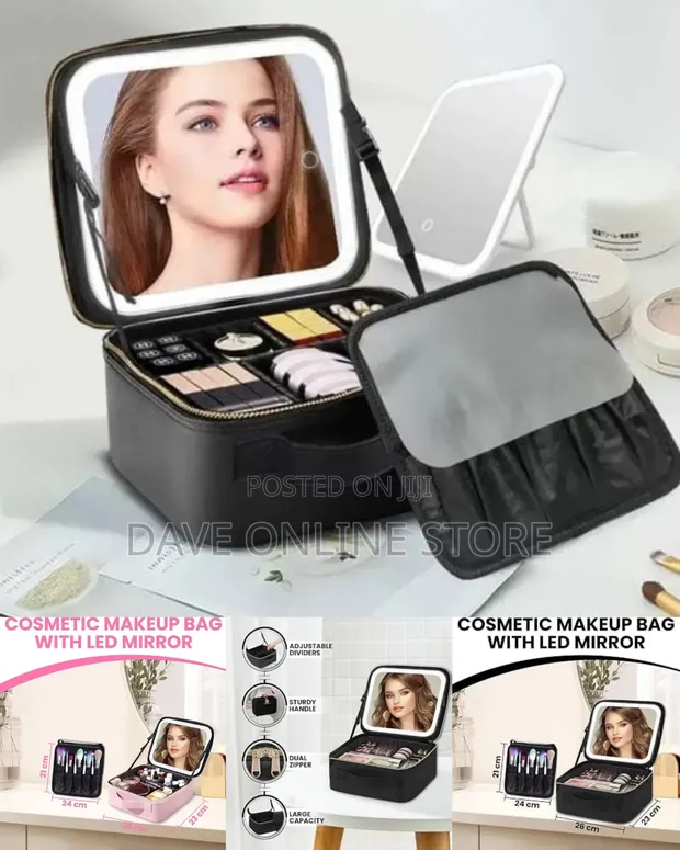 Smart Travel Makeup Bag with LED Mirror - 1