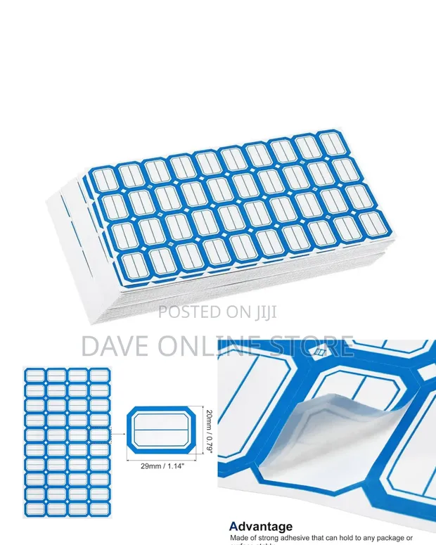 Stack of Blue-Bordered Self-Adhesive Label Stickers - 1